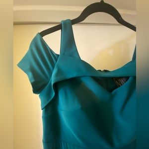 Sophisticated turquoise floor-length evening gown